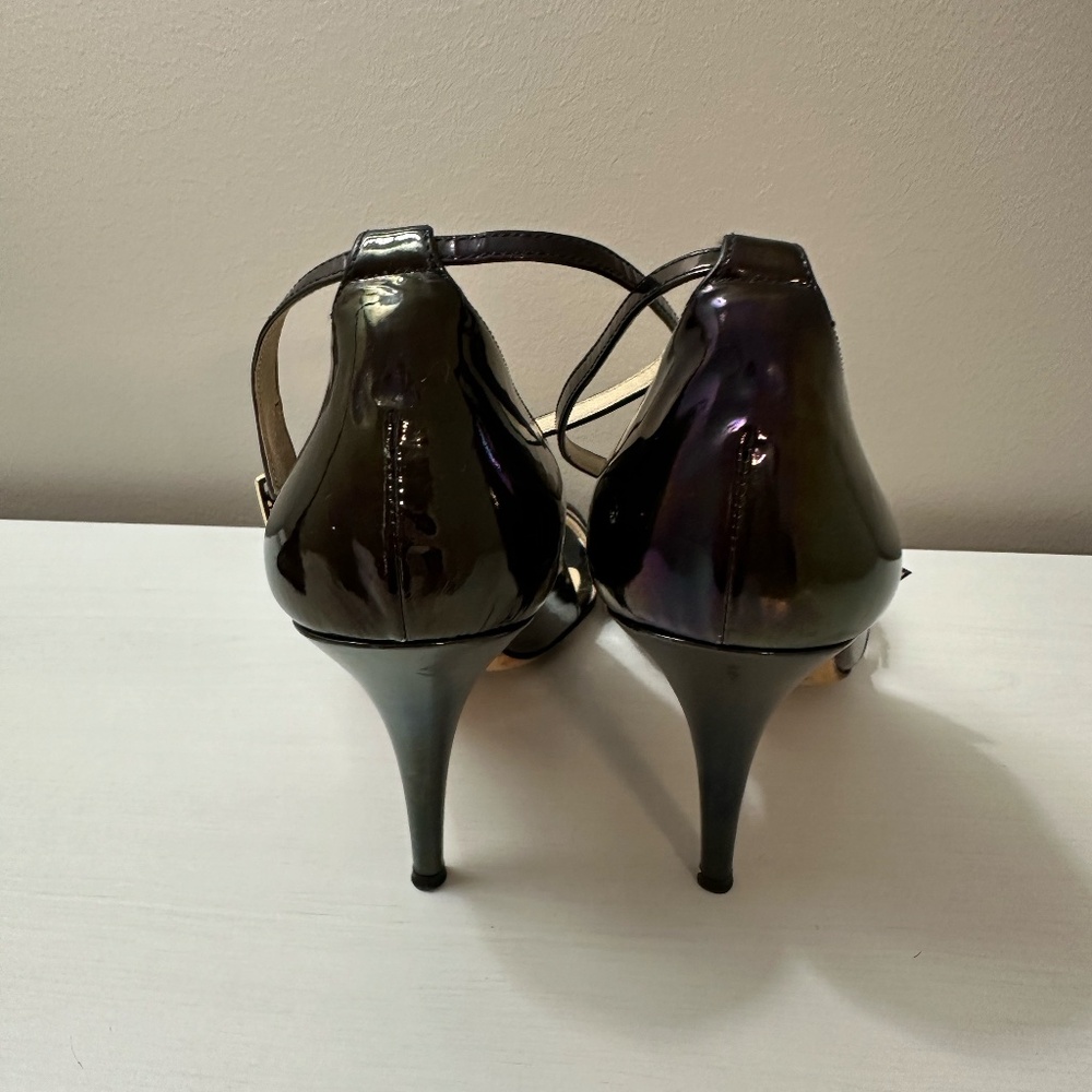 Jimmy Choo Purple / Black Metallic Heels Sandals size 39 - Picture 3 of 16